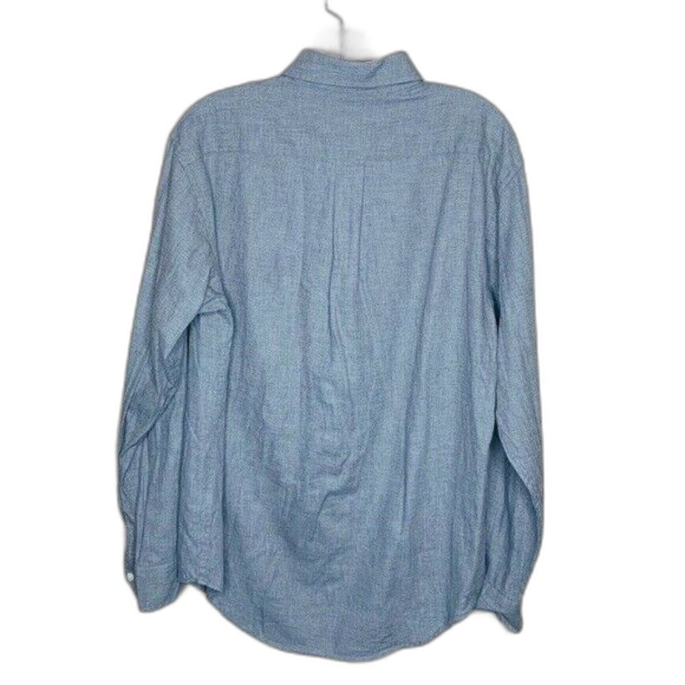 RoundTree & Yorke Mens Small Chambray Button Down Shirt Blue Gray Classic - Picture 3 of 4